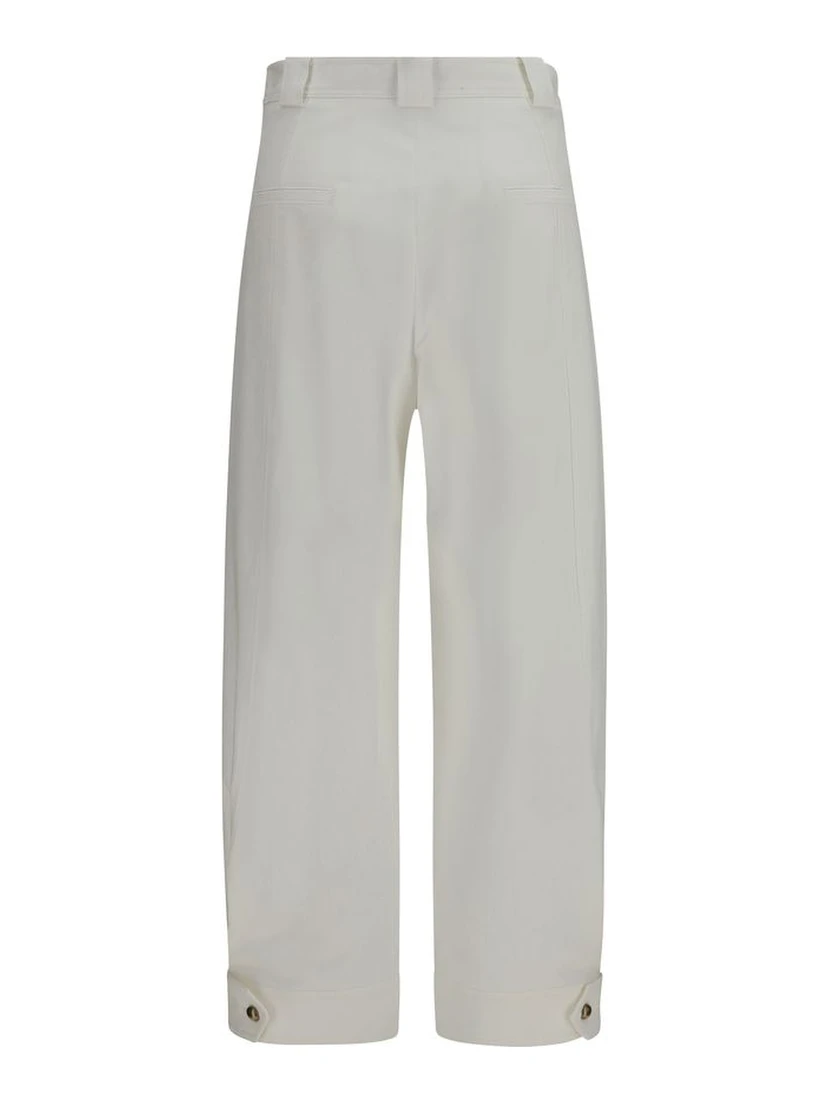 White Cotton Cropped Pants