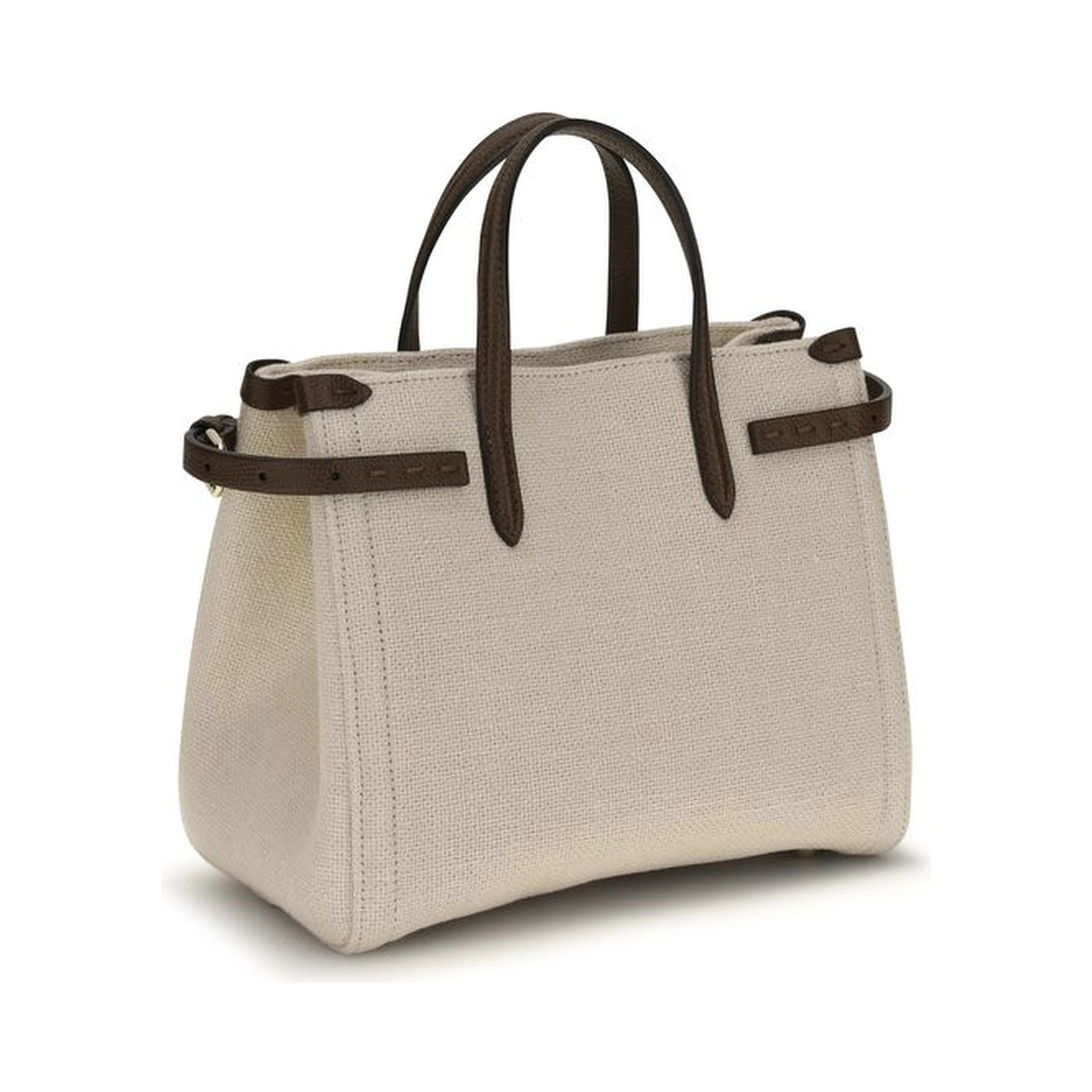 Beige Linen Shoulder Bag