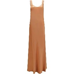 Beige Acetate Long Dress