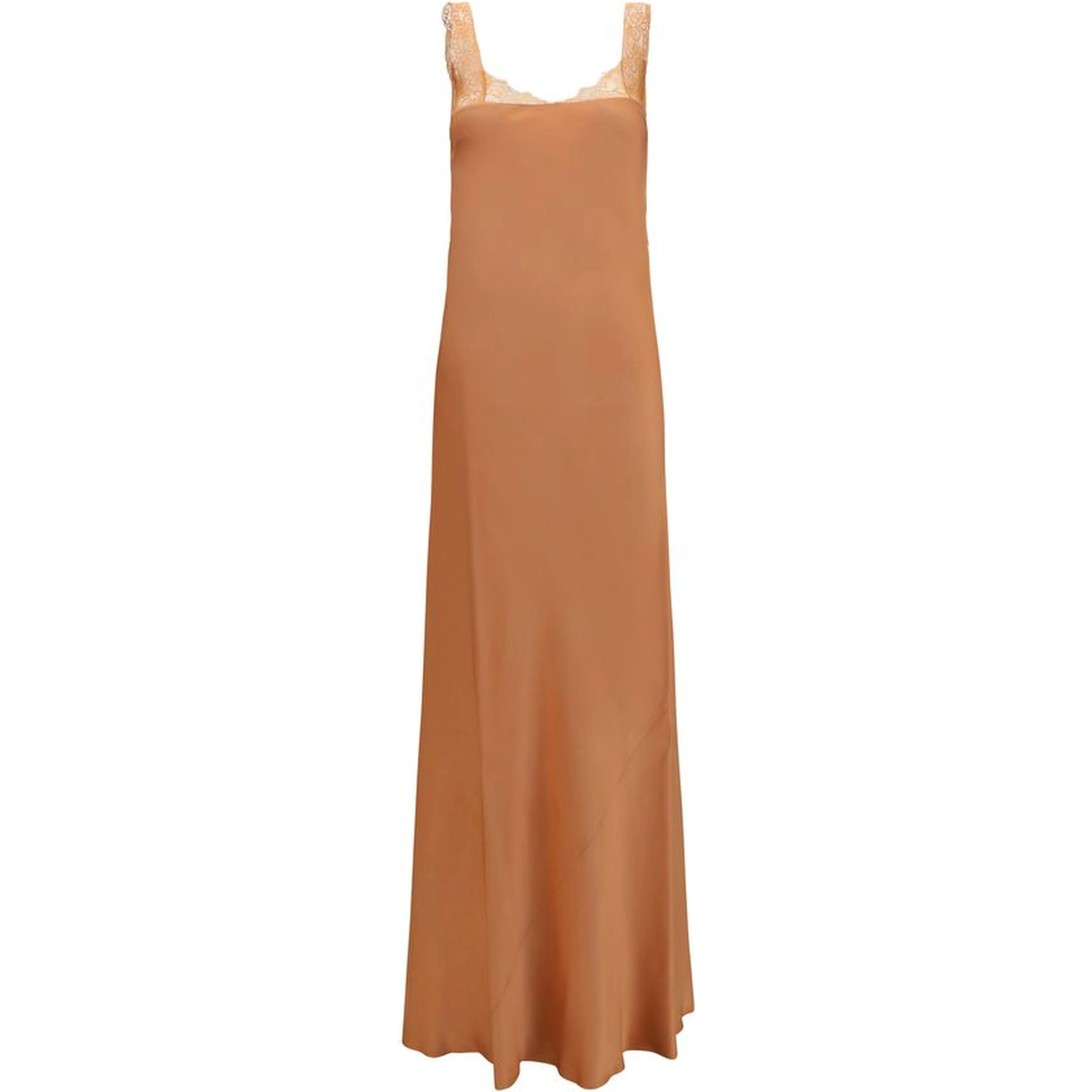 Beige Acetate Long Dress
