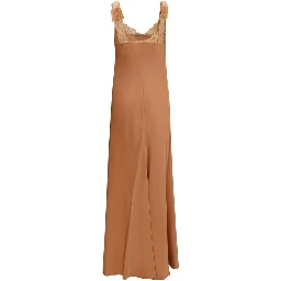 Beige Acetate Long Dress