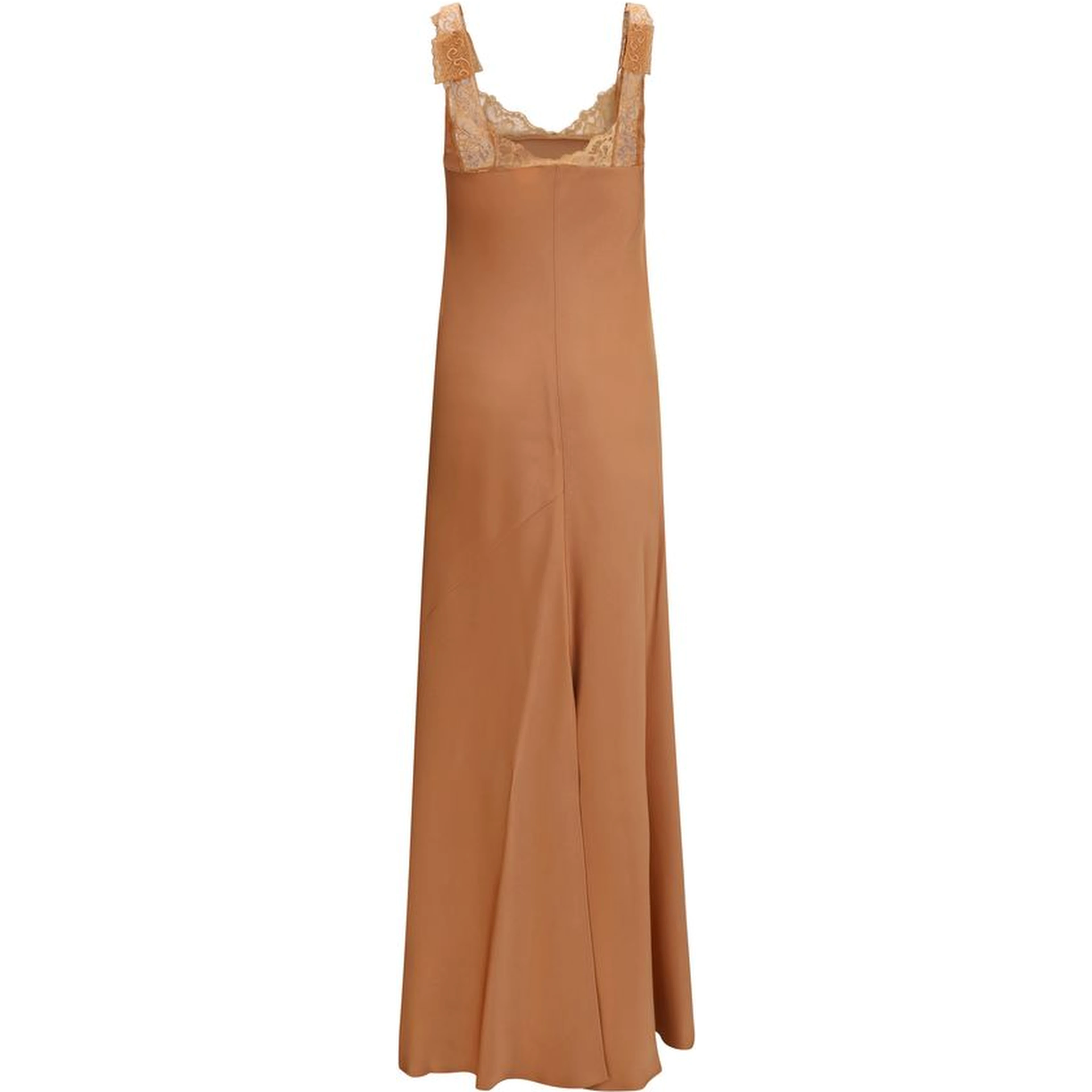 Beige Acetate Long Dress