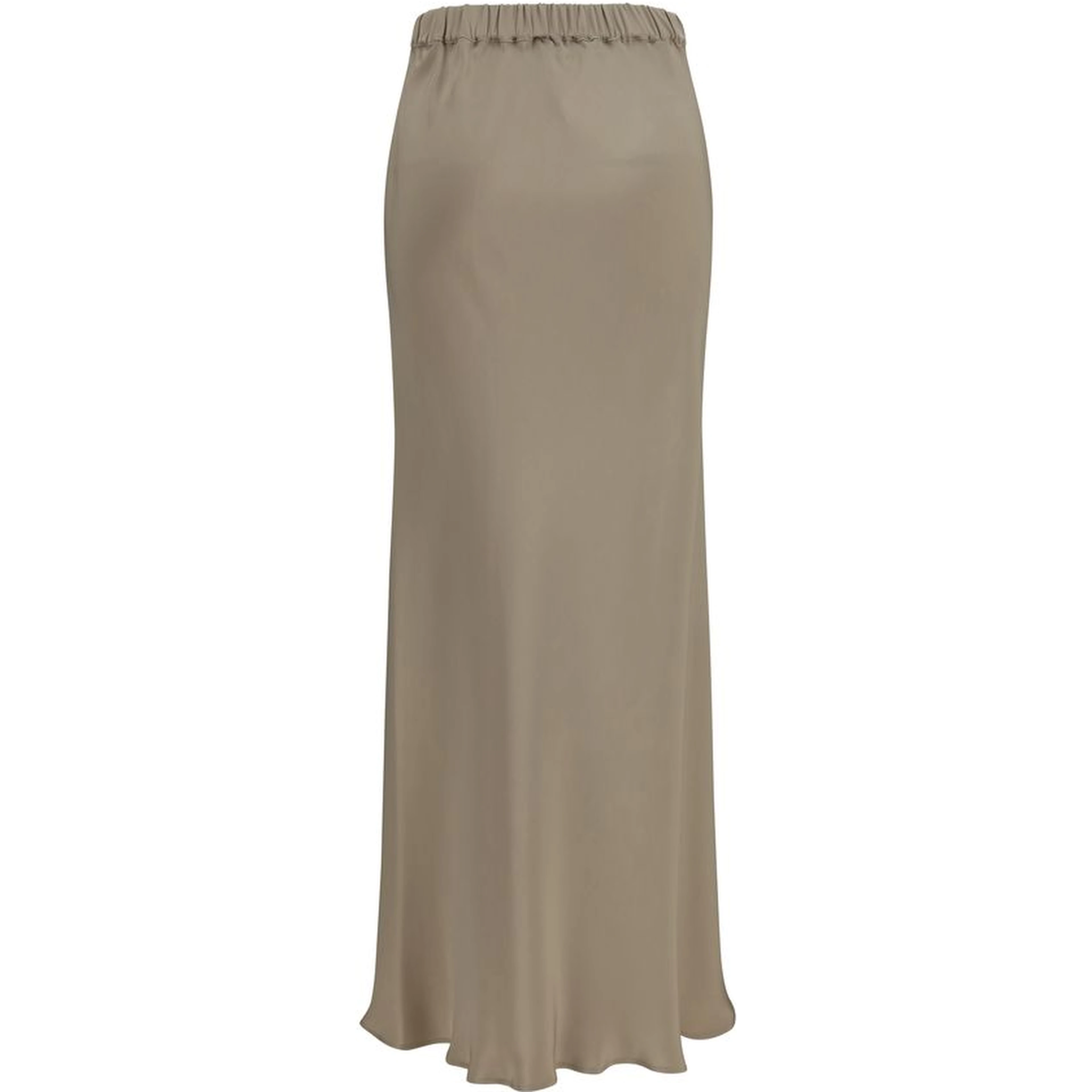 Beige Silk Long Skirt