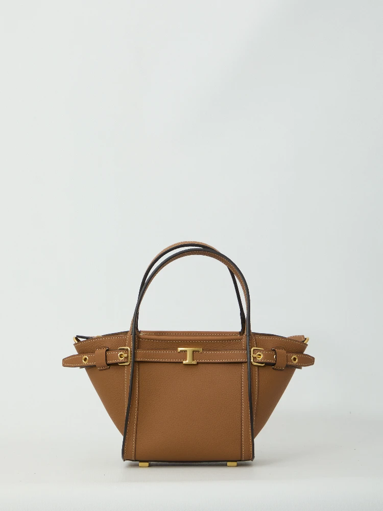Mini leather shopping bag