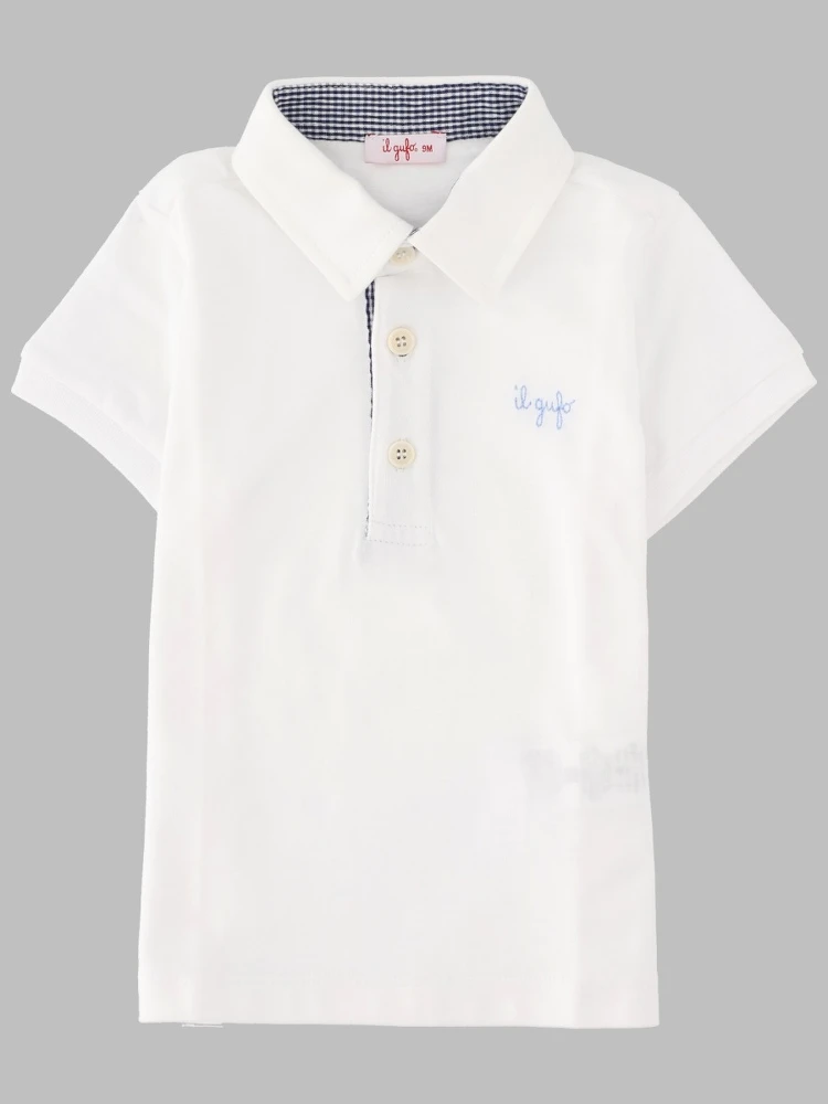 POLO M/SHORT WHITE/BLUE