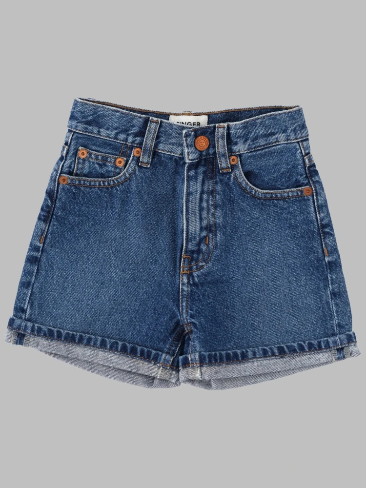 CHERRYL MEDIUM BLUE - HIGH WAIST 5-POCKET SHORTS