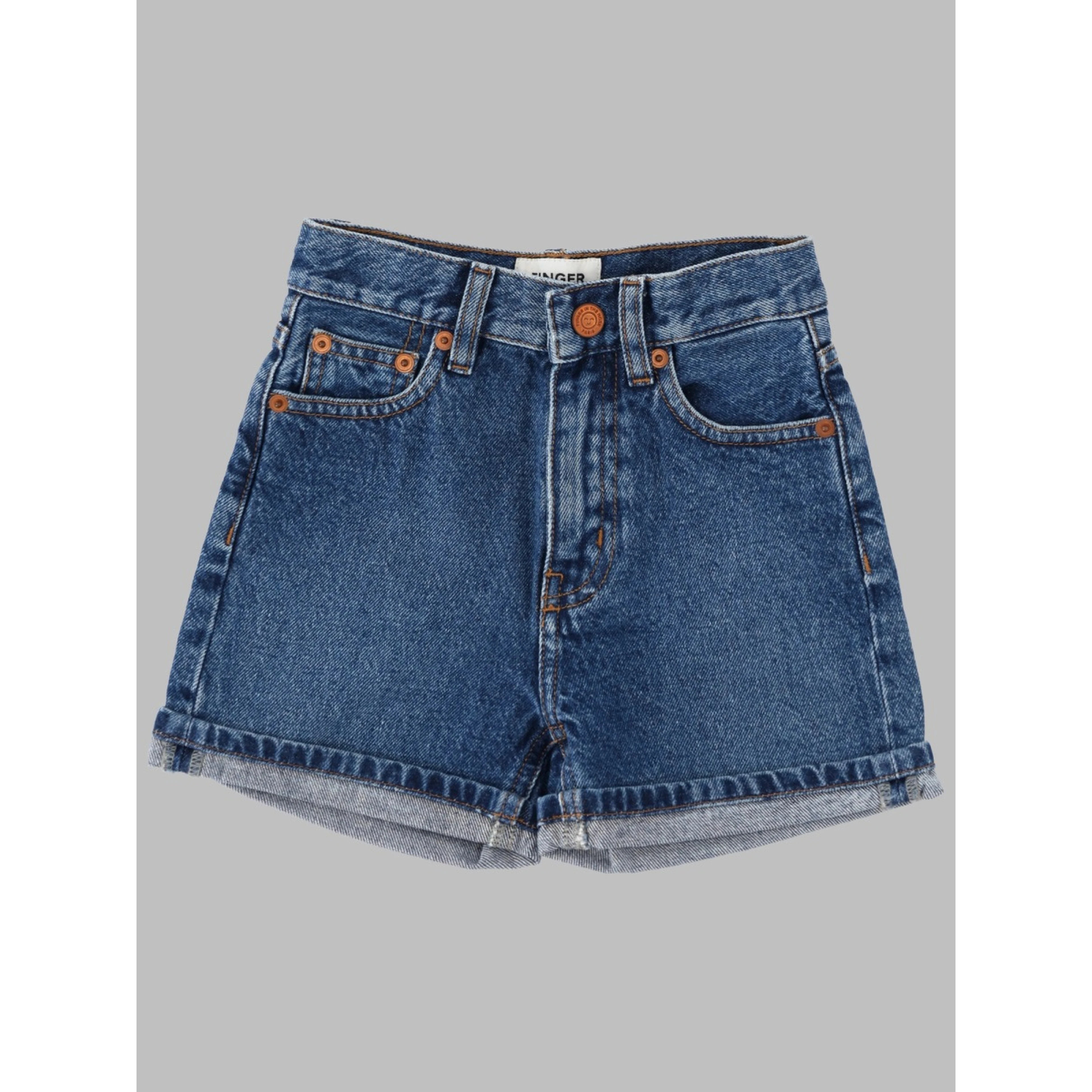 CHERRYL MEDIUM BLUE - HIGH WAIST 5-POCKET SHORTS