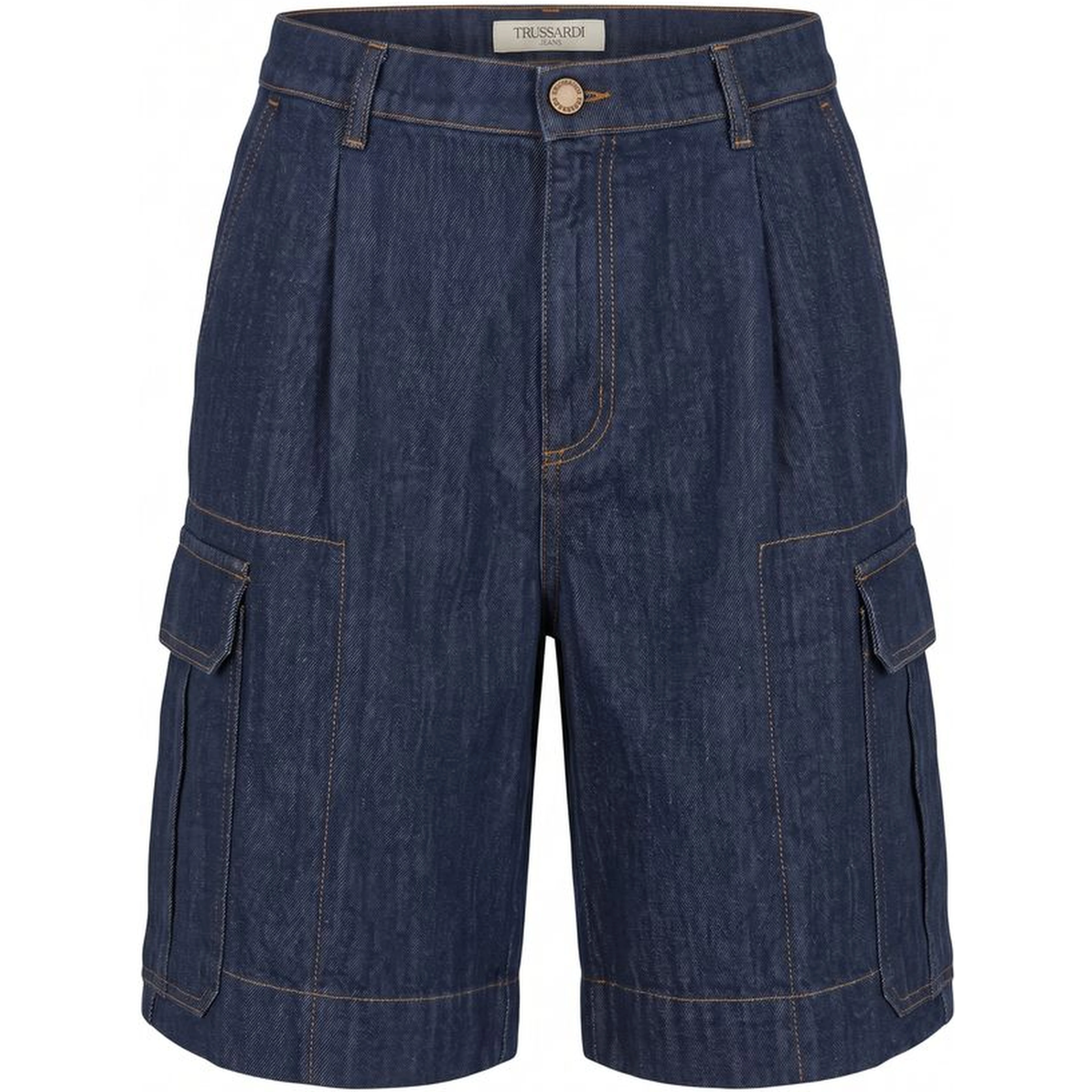 Blue Cotton Blend Men's Short