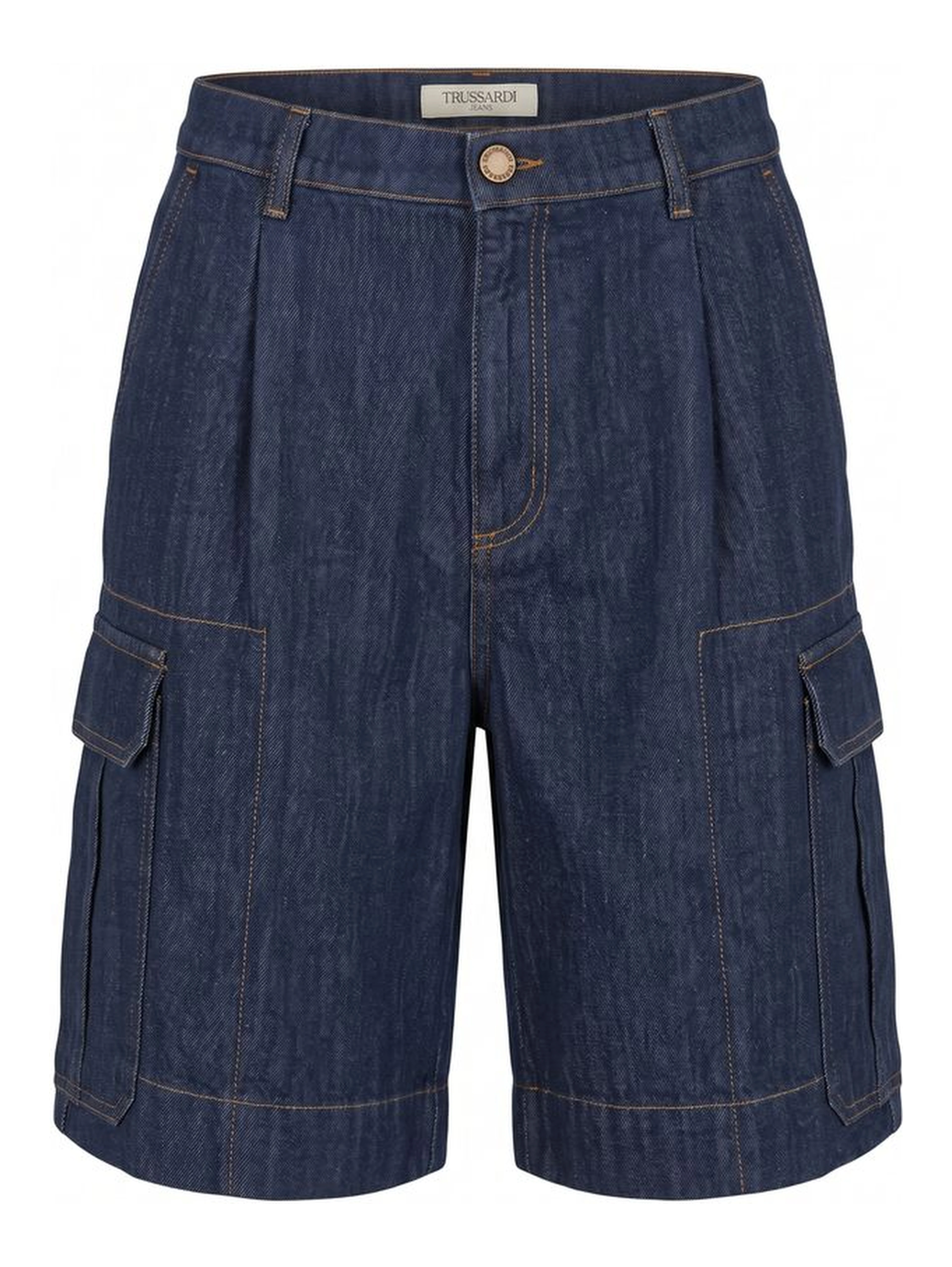 Blue Cotton Blend Men's Short
