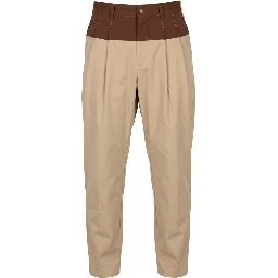 Beige Cotton Mens Pants