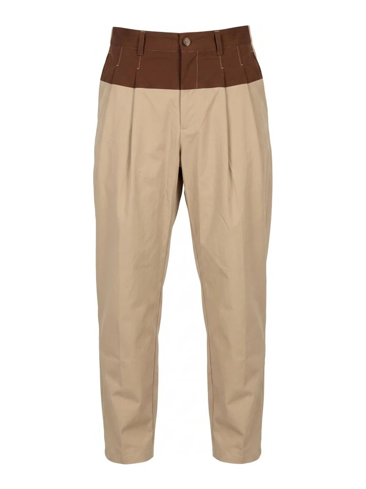 Beige Cotton Mens Pants