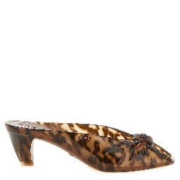 Brown Polyurethane Mid Heel Pumps