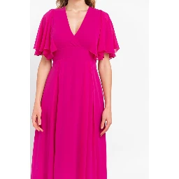 Pink Polyester Women Dress
