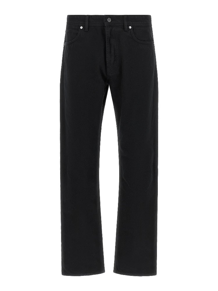 Black Cotton Straight-Leg Jeans