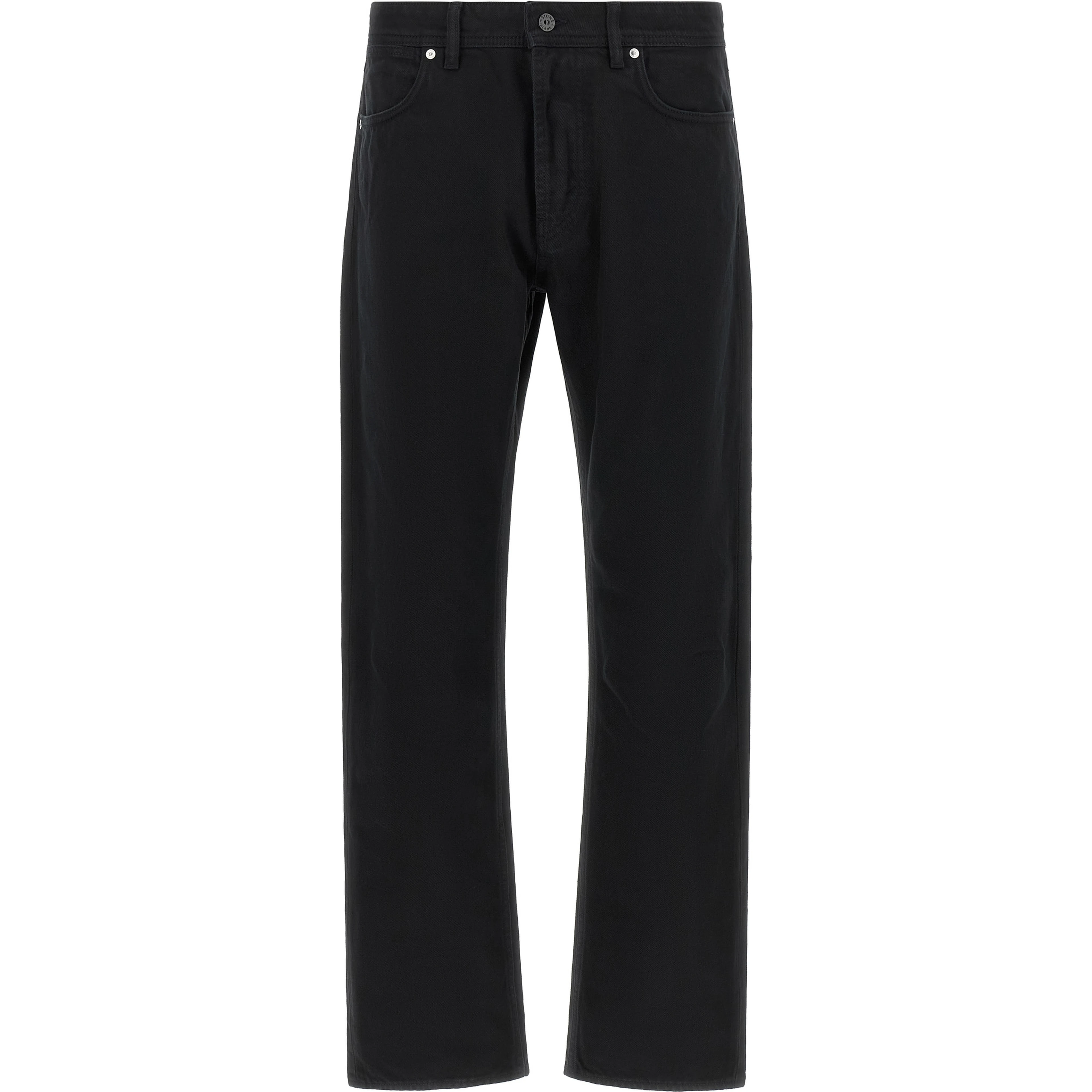 Black Cotton Straight-Leg Jeans