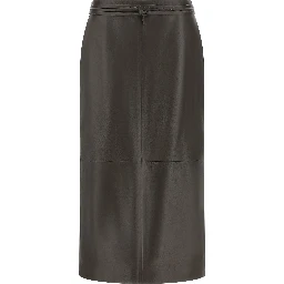 Brown Lamb Leather Midi Skirt