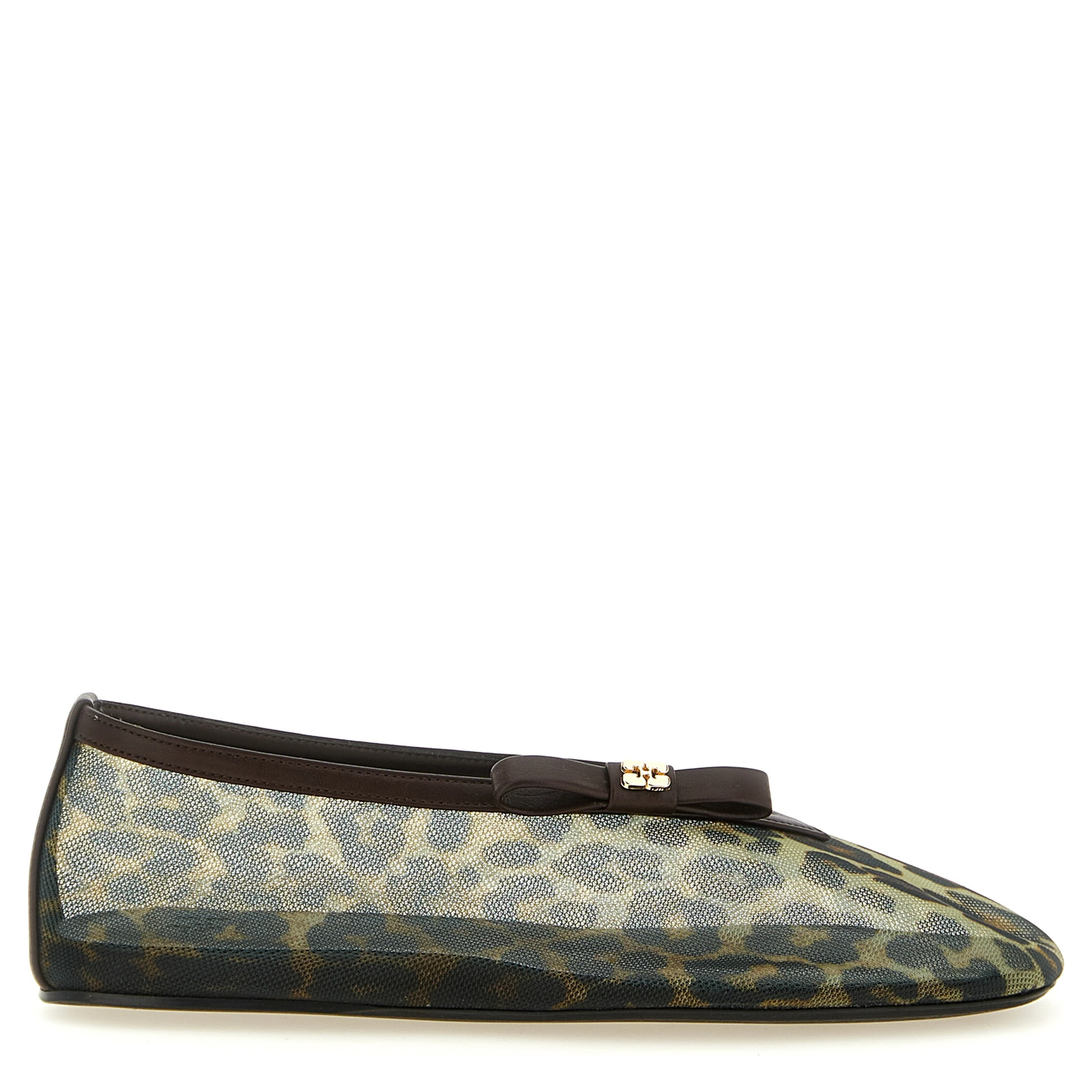 Brown Nylon Ballet Flats