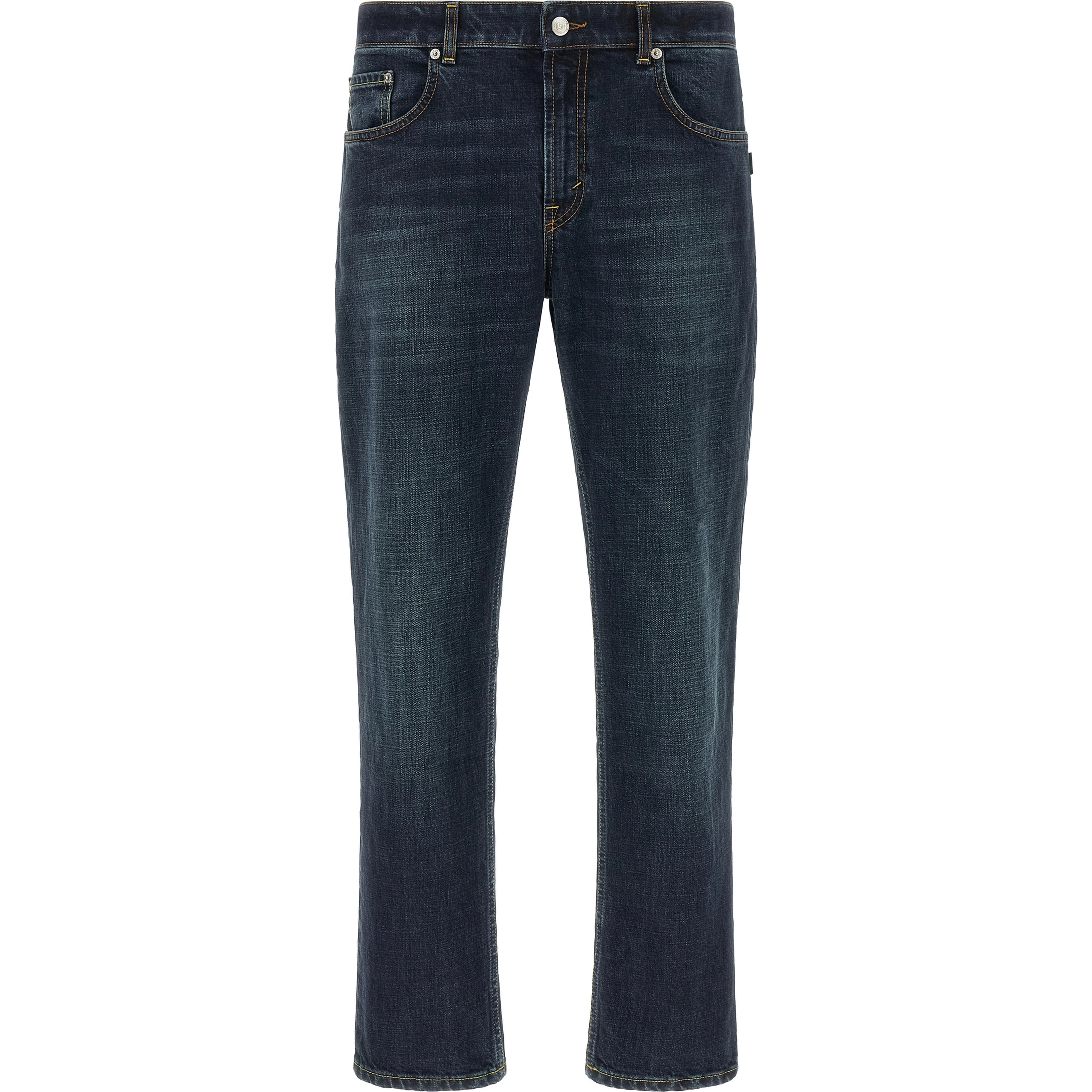 Blue Cotton Cropped Jeans