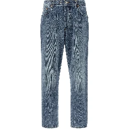 Blue Cotton Tapered Jeans