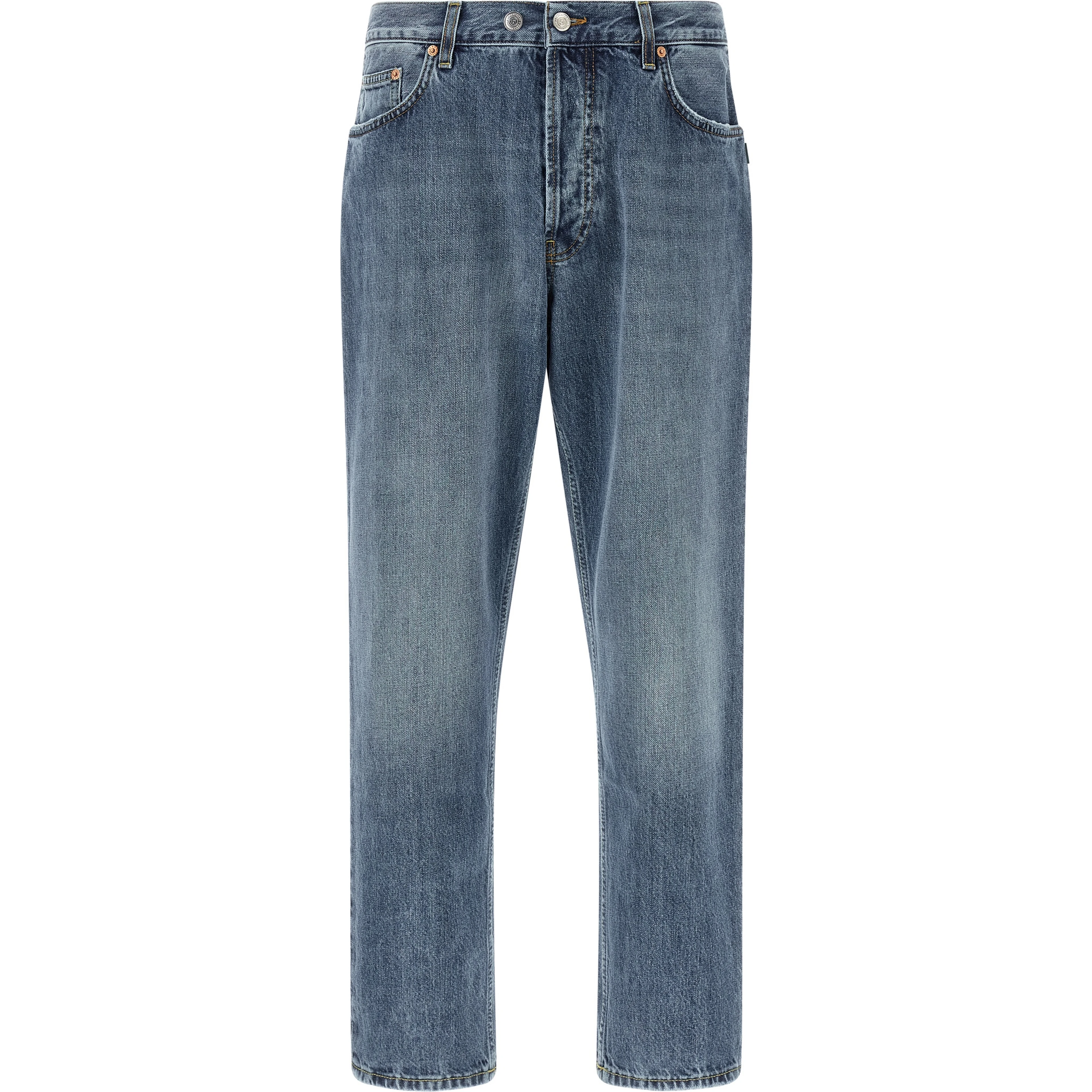 Blue Cotton Tapered Jeans