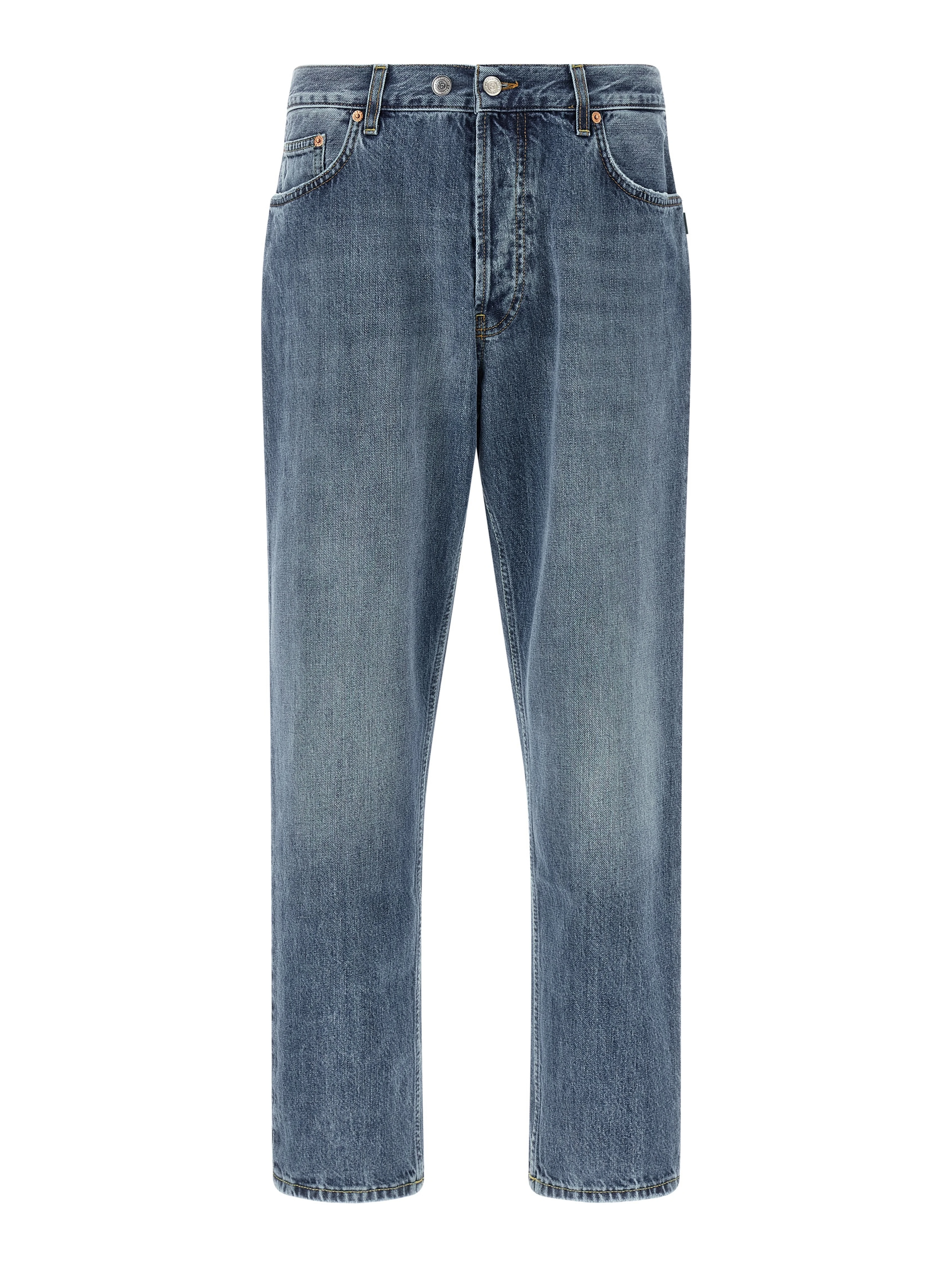 Blue Cotton Tapered Jeans