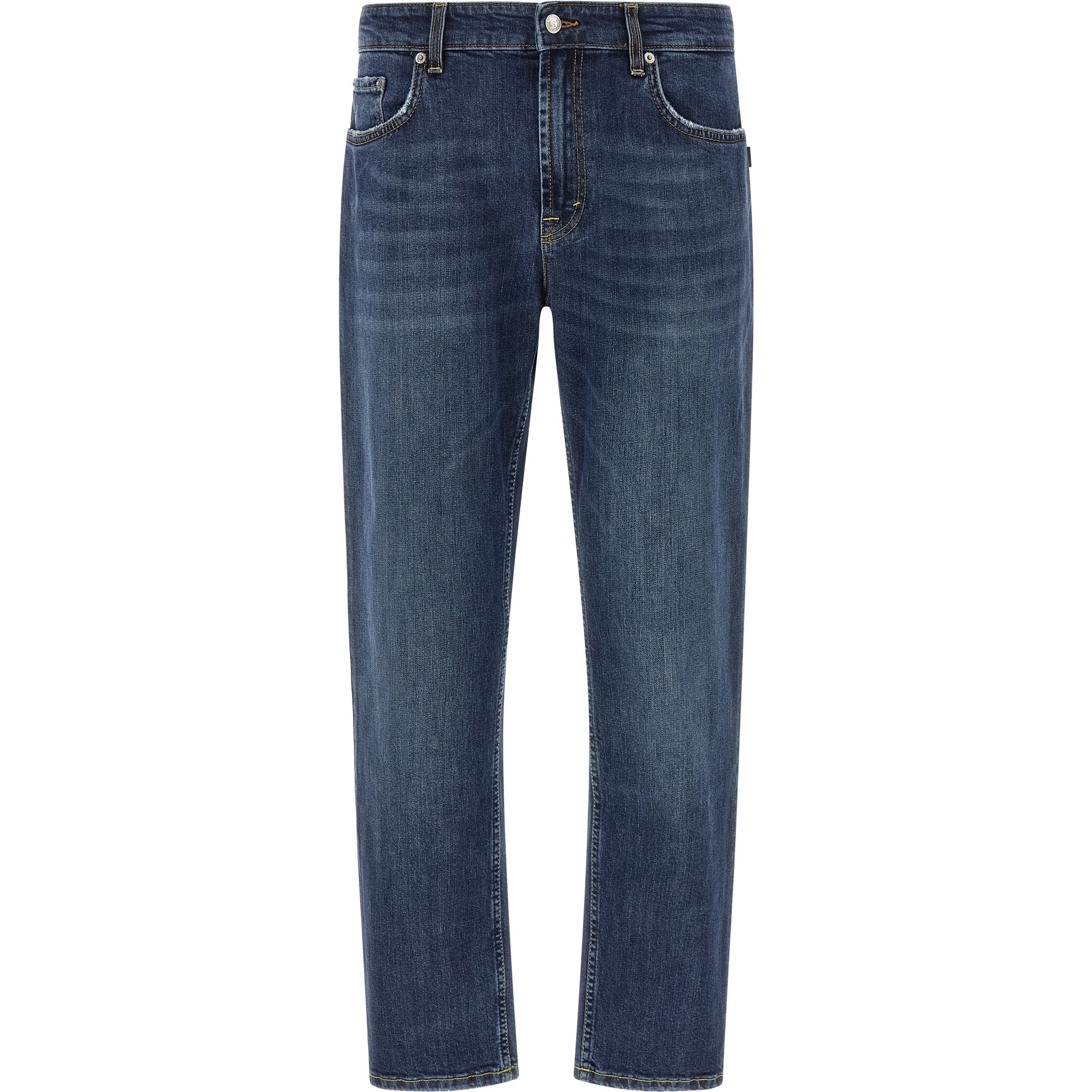 Blue Cotton Cropped Jeans