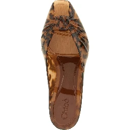 Brown Polyurethane Mid Heel Pumps