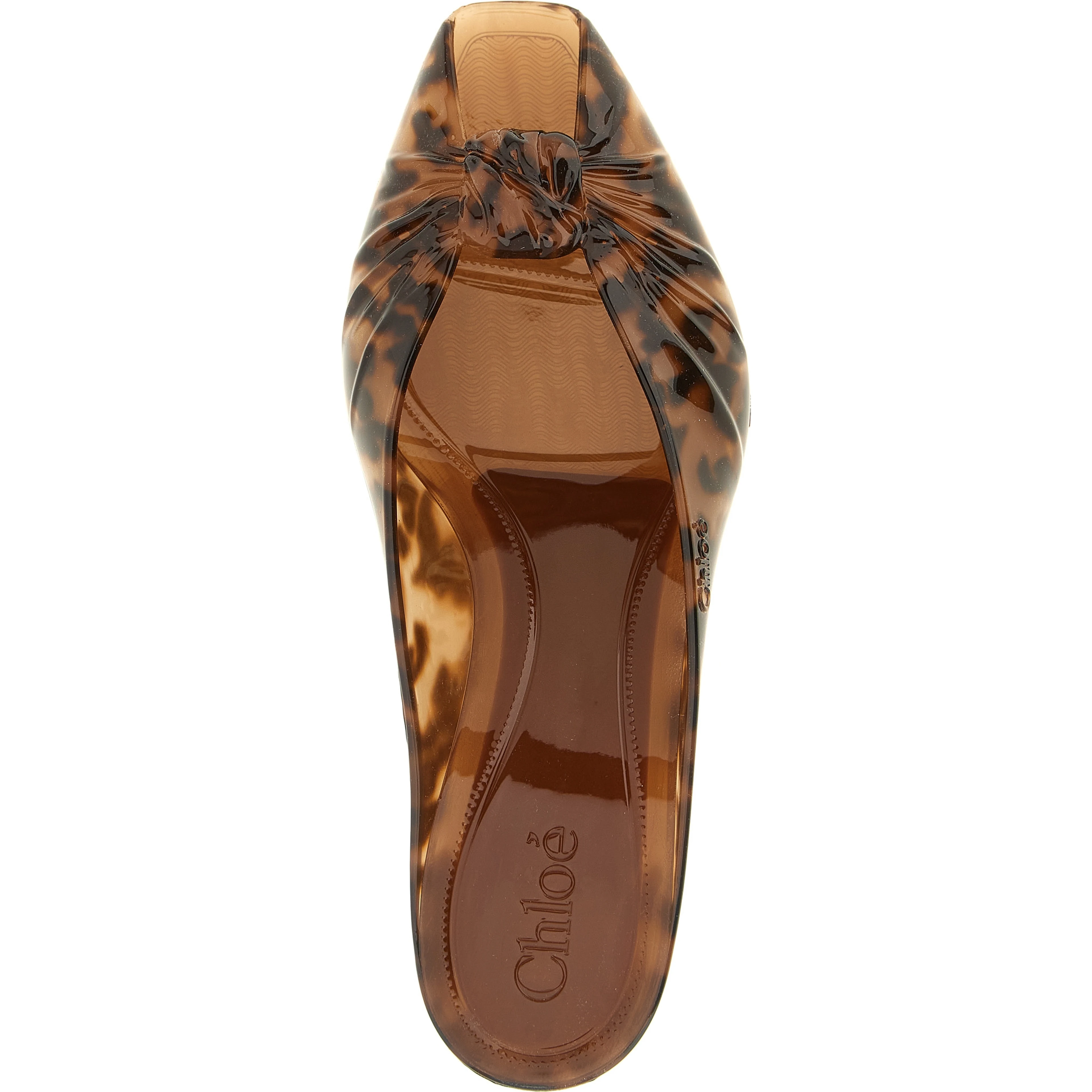 Brown Polyurethane Mid Heel Pumps