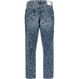 Blue Cotton Tapered Jeans