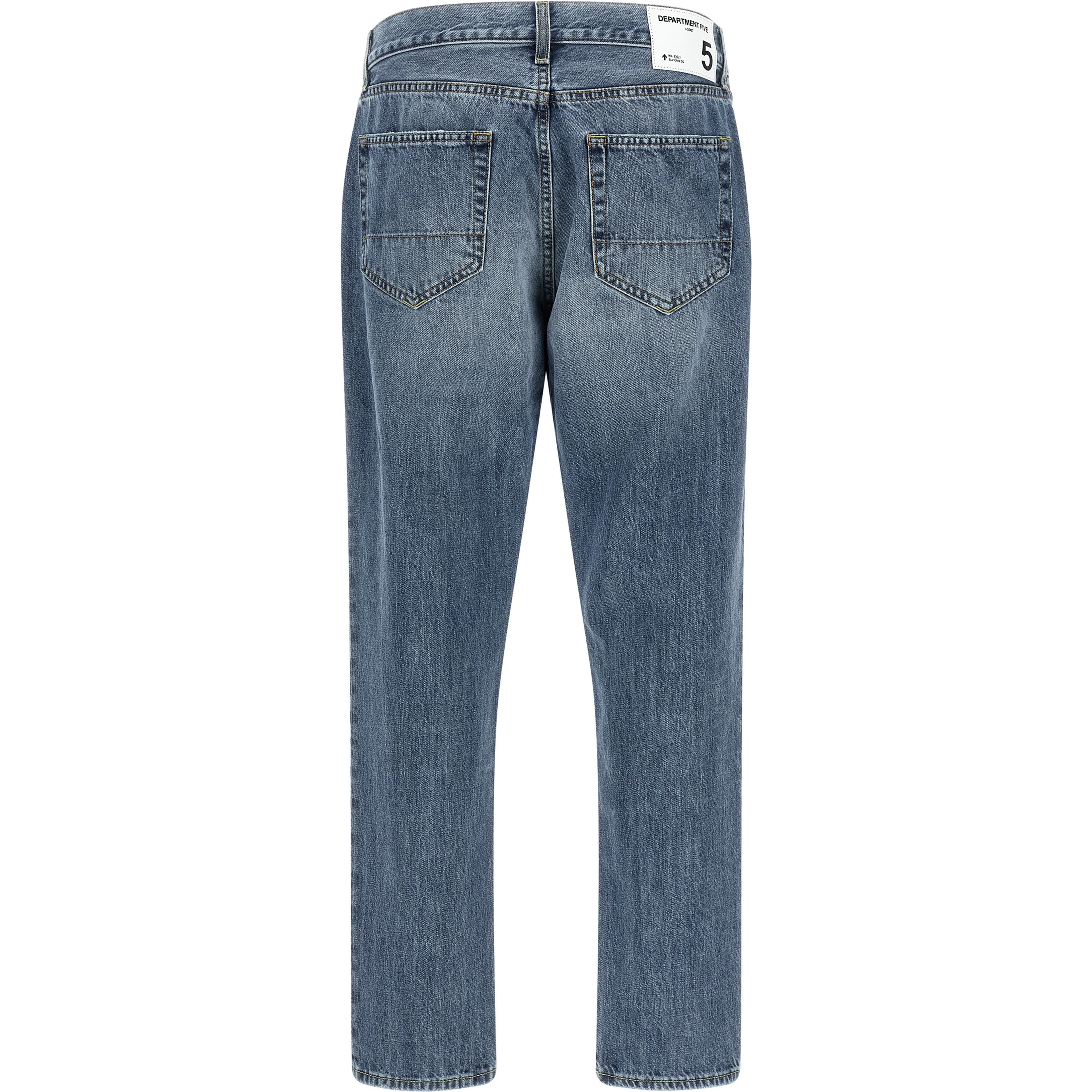 Blue Cotton Tapered Jeans