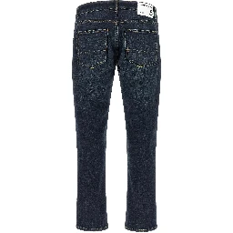 Blue Cotton Cropped Jeans