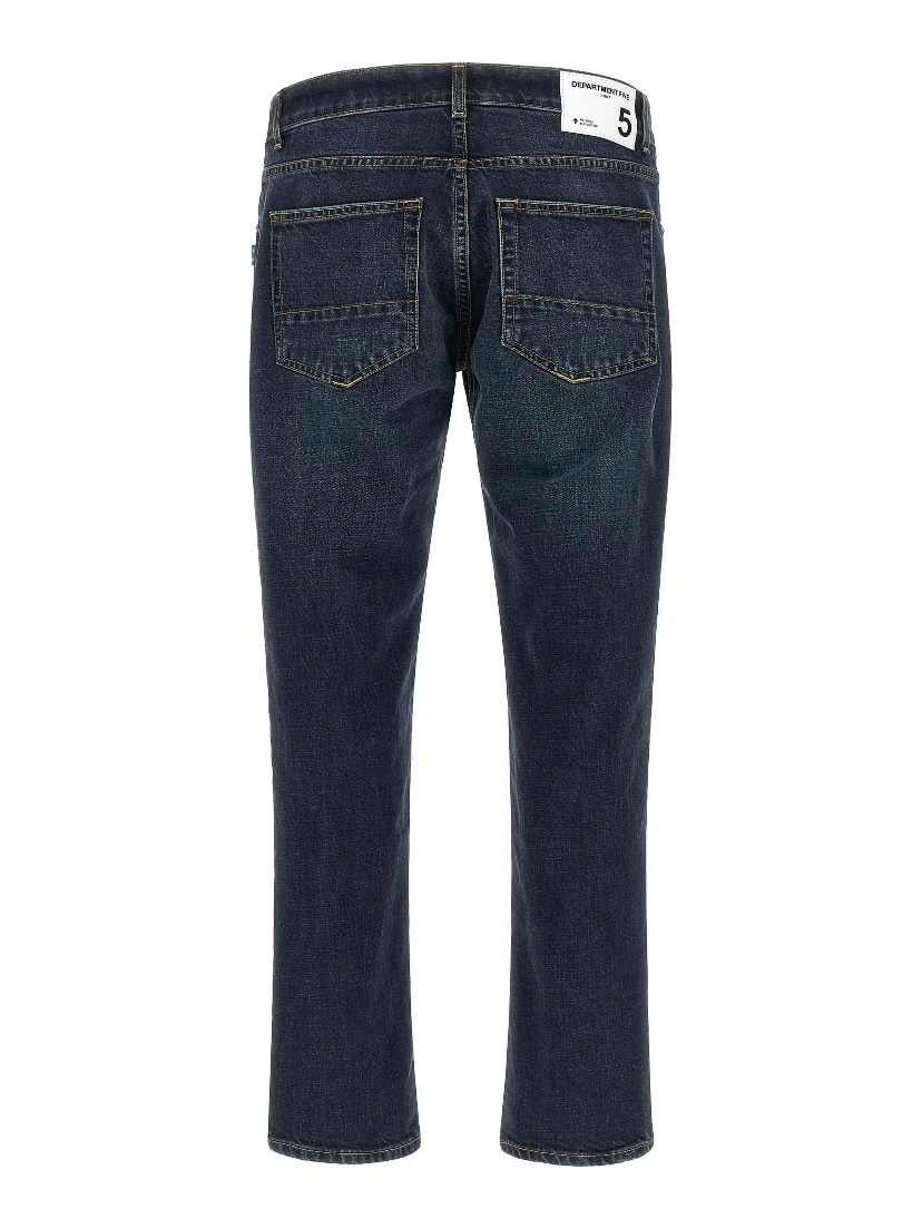 Blue Cotton Cropped Jeans