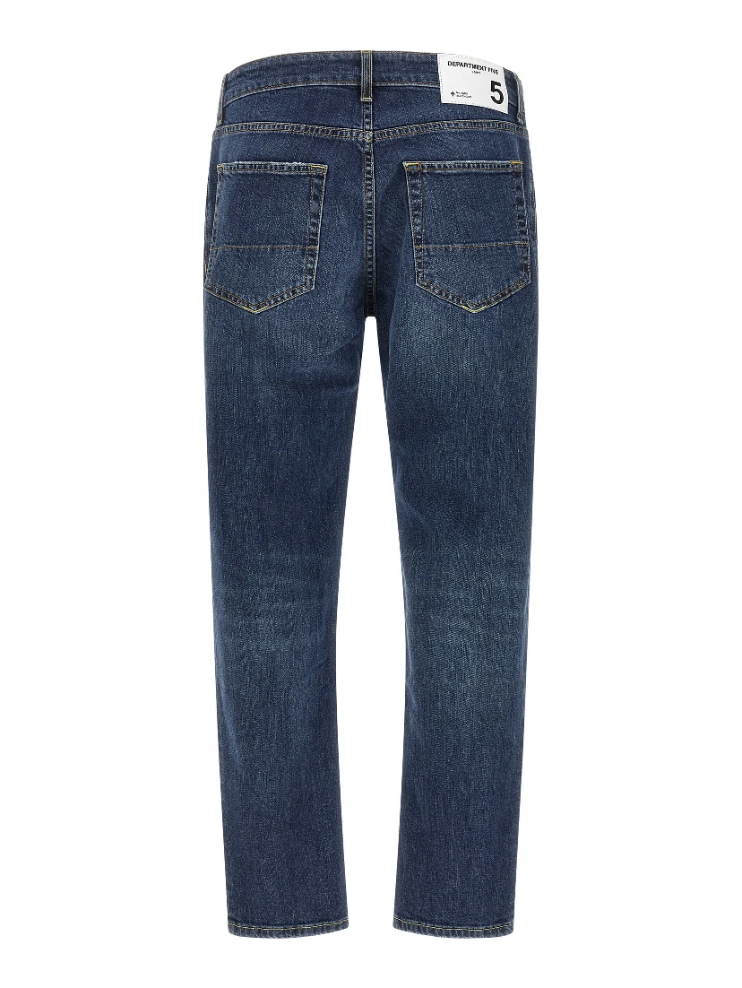Blue Cotton Cropped Jeans