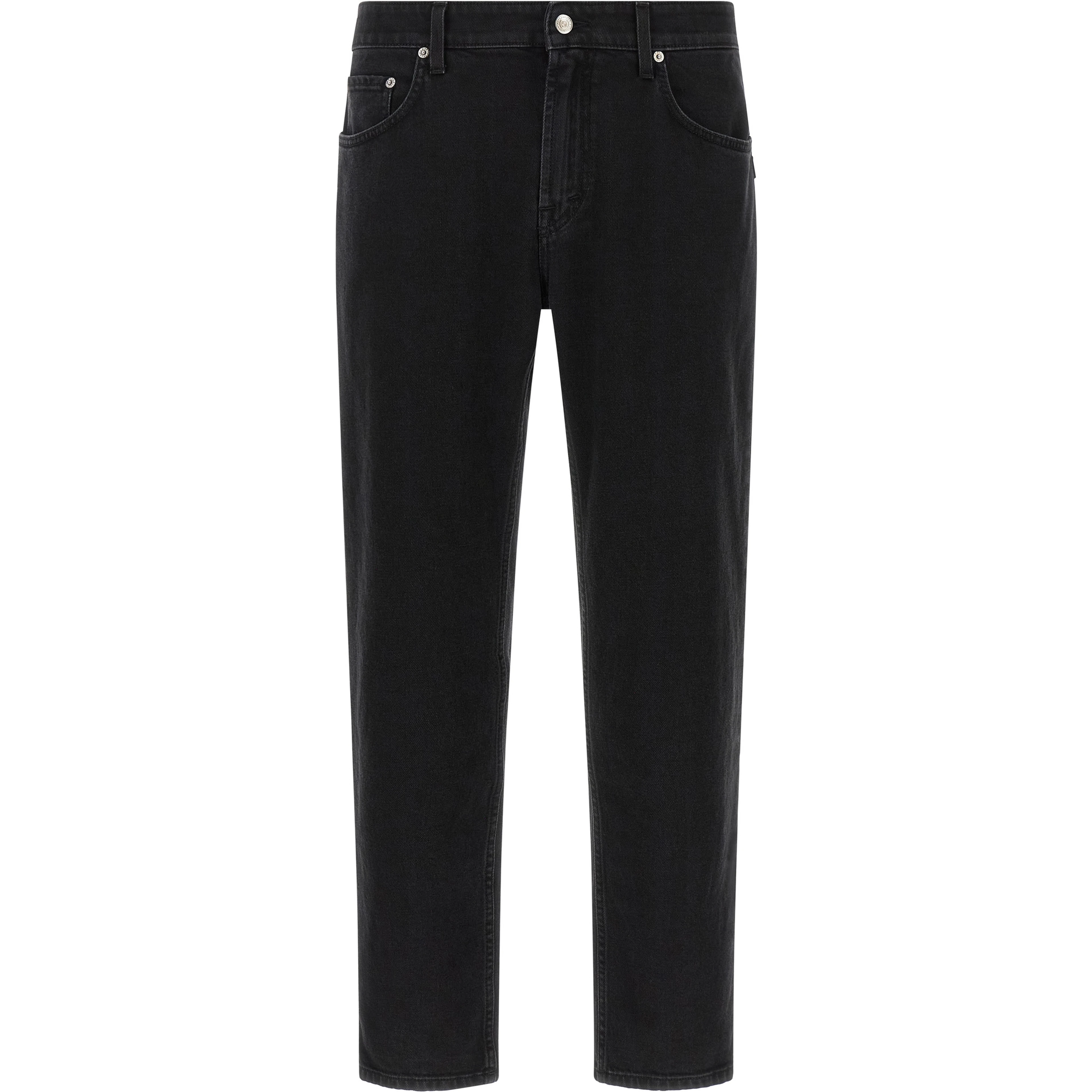 Black Cotton Cropped Jeans