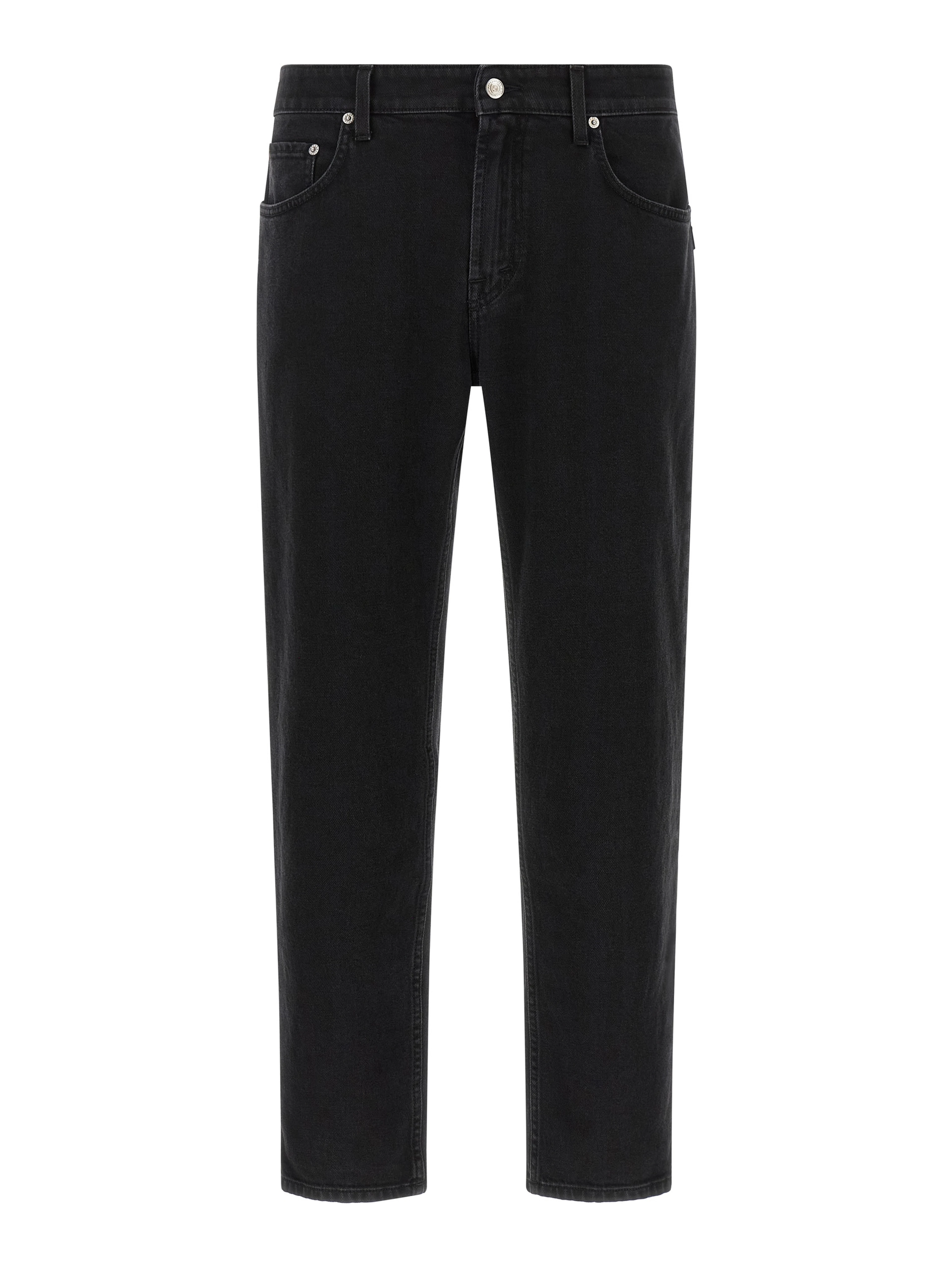 Black Cotton Cropped Jeans