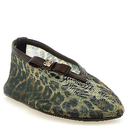 Brown Nylon Ballet Flats