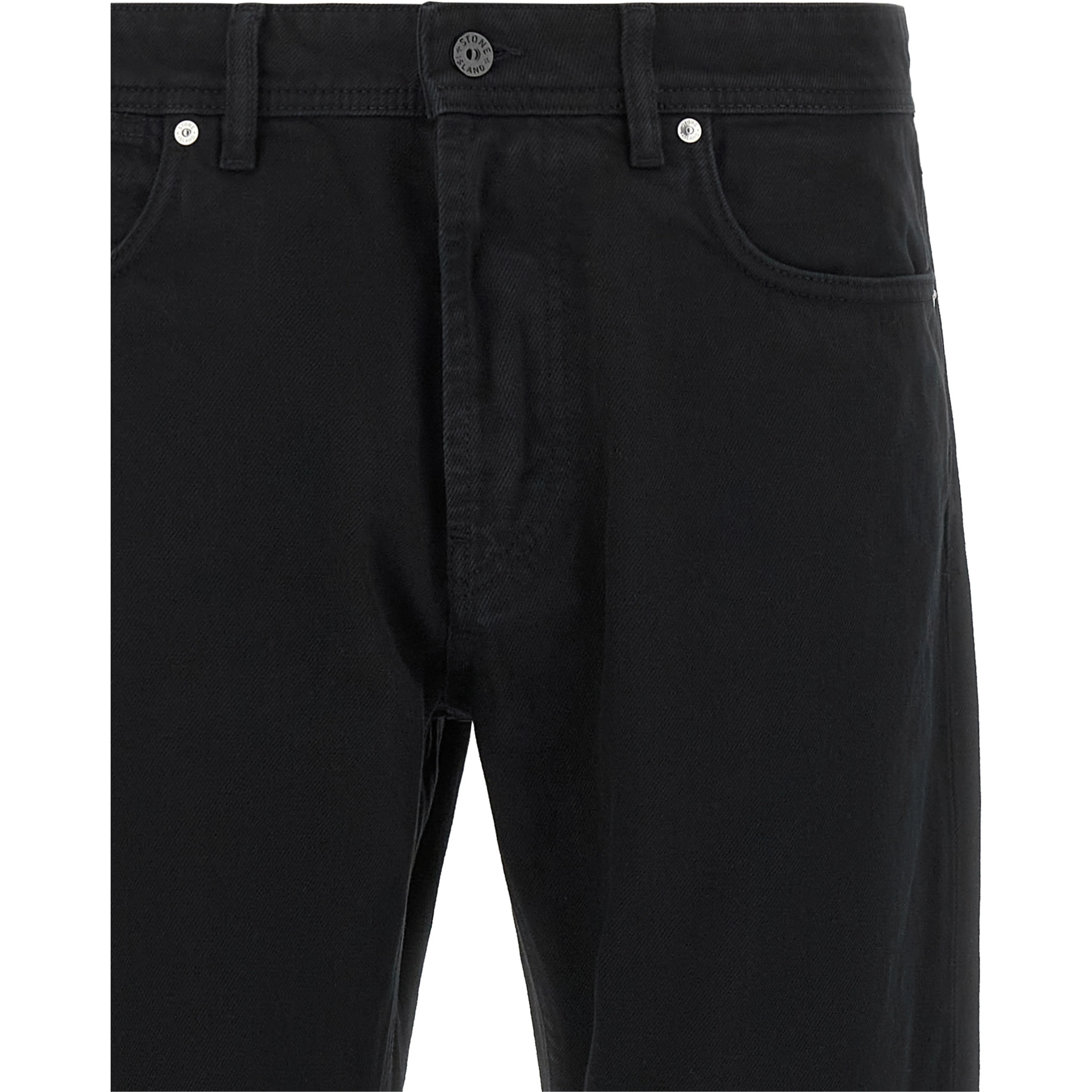Black Cotton Straight-Leg Jeans