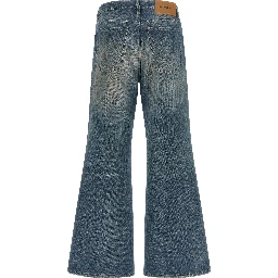 Blue Cotton Flared Jeans