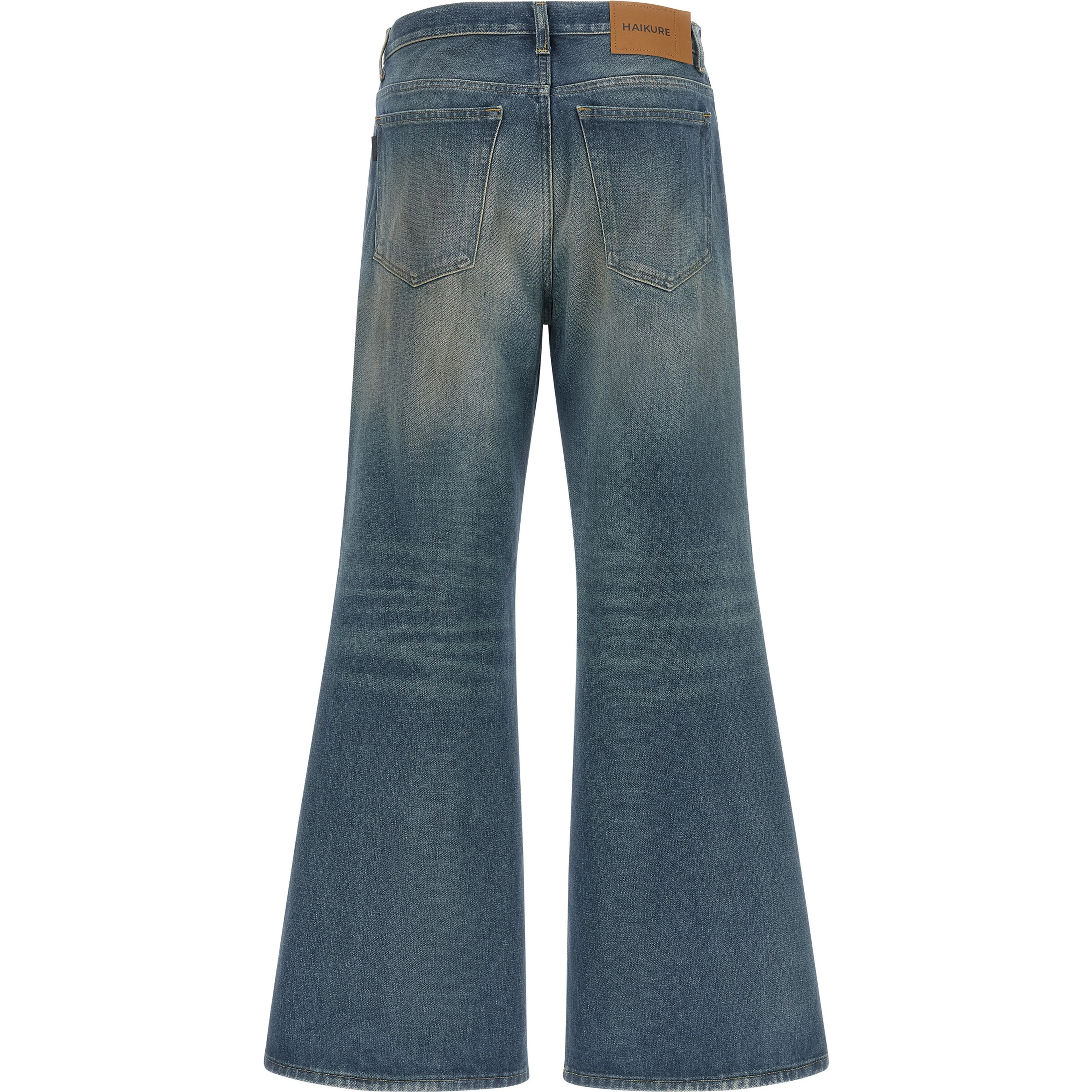 Blue Cotton Flared Jeans