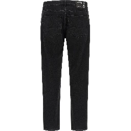 Black Cotton Cropped Jeans