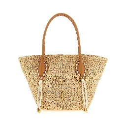 Beige Raffia Tote Bag