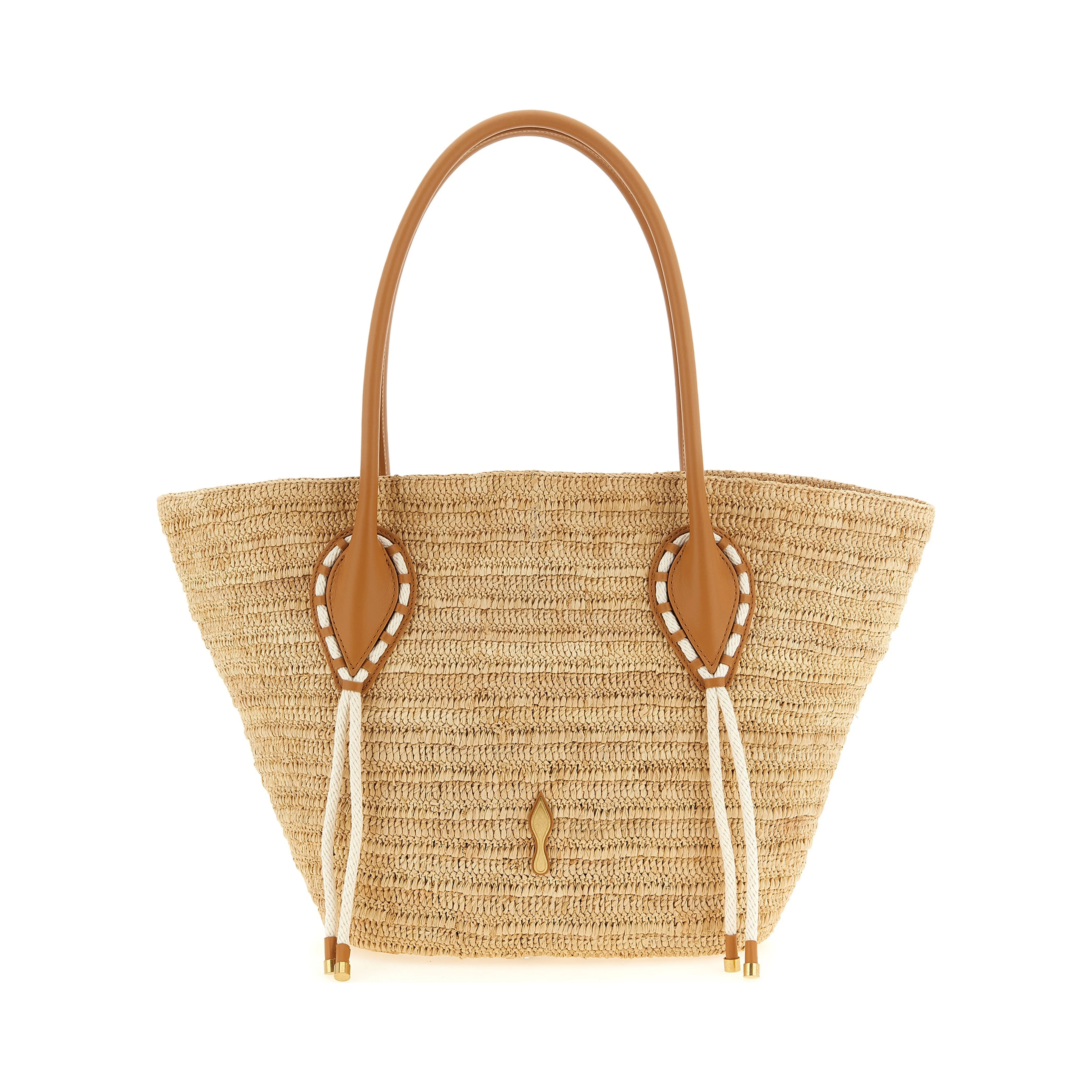 Beige Raffia Tote Bag