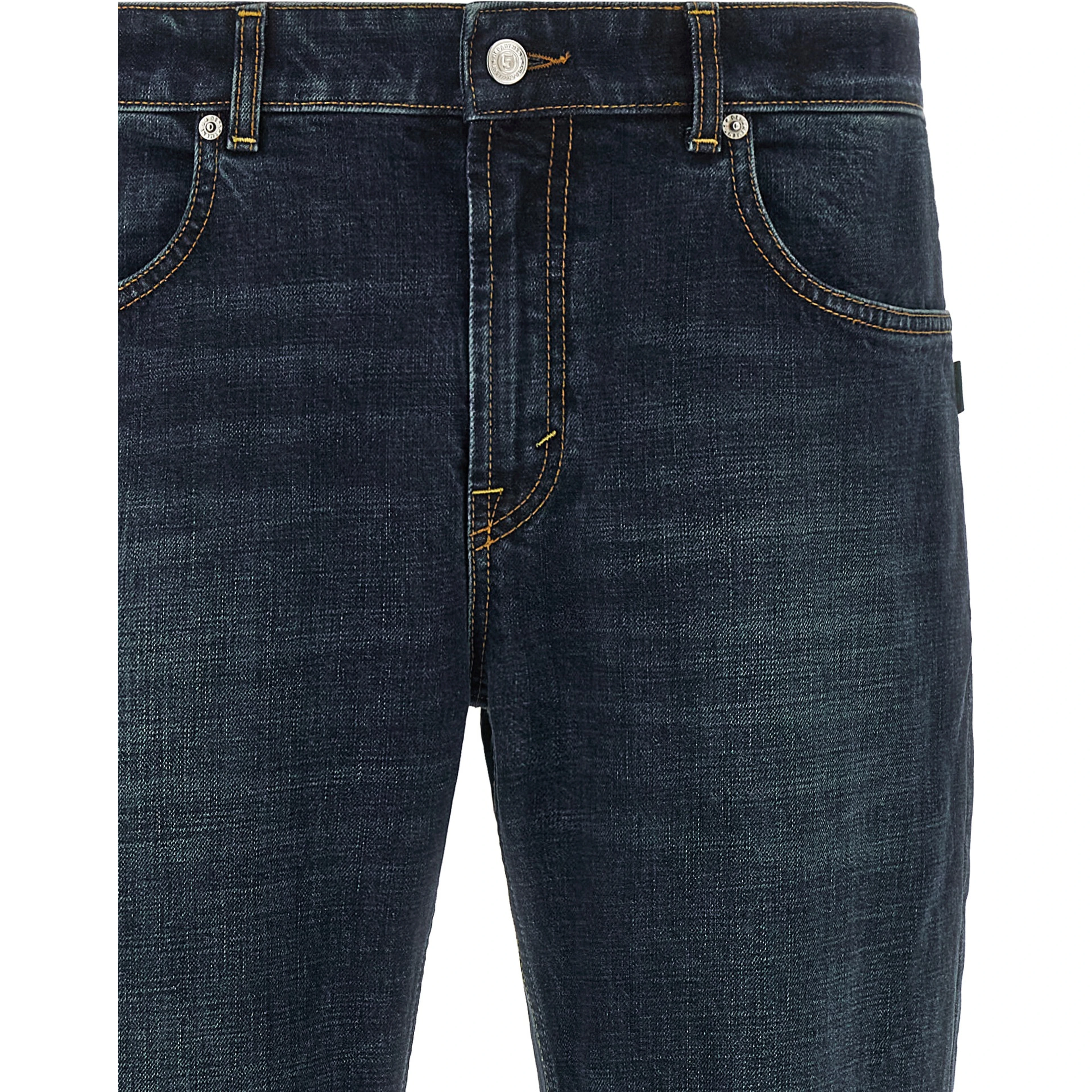 Blue Cotton Cropped Jeans