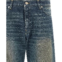 Blue Cotton Flared Jeans