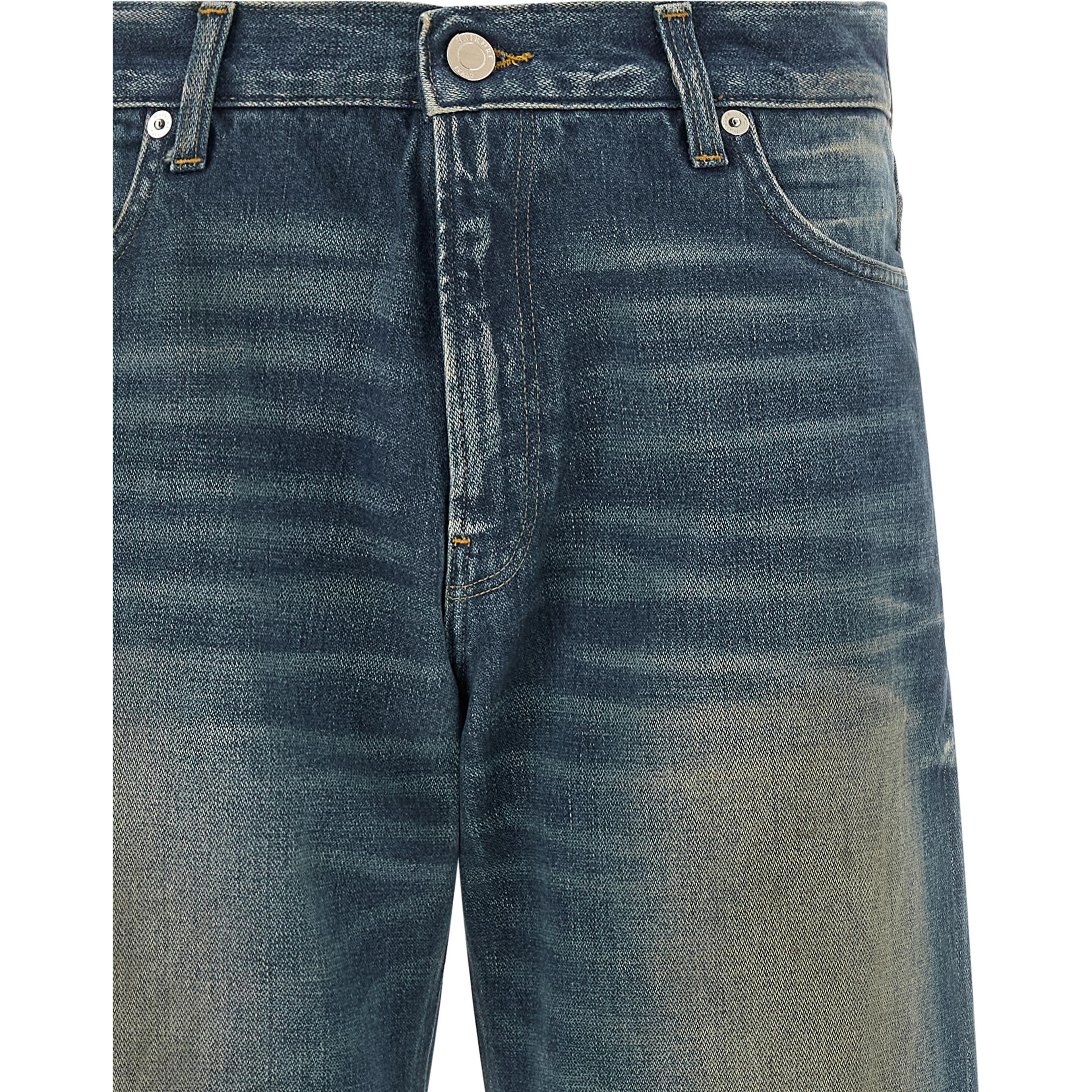 Blue Cotton Flared Jeans