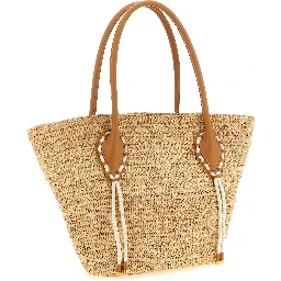 Beige Raffia Tote Bag
