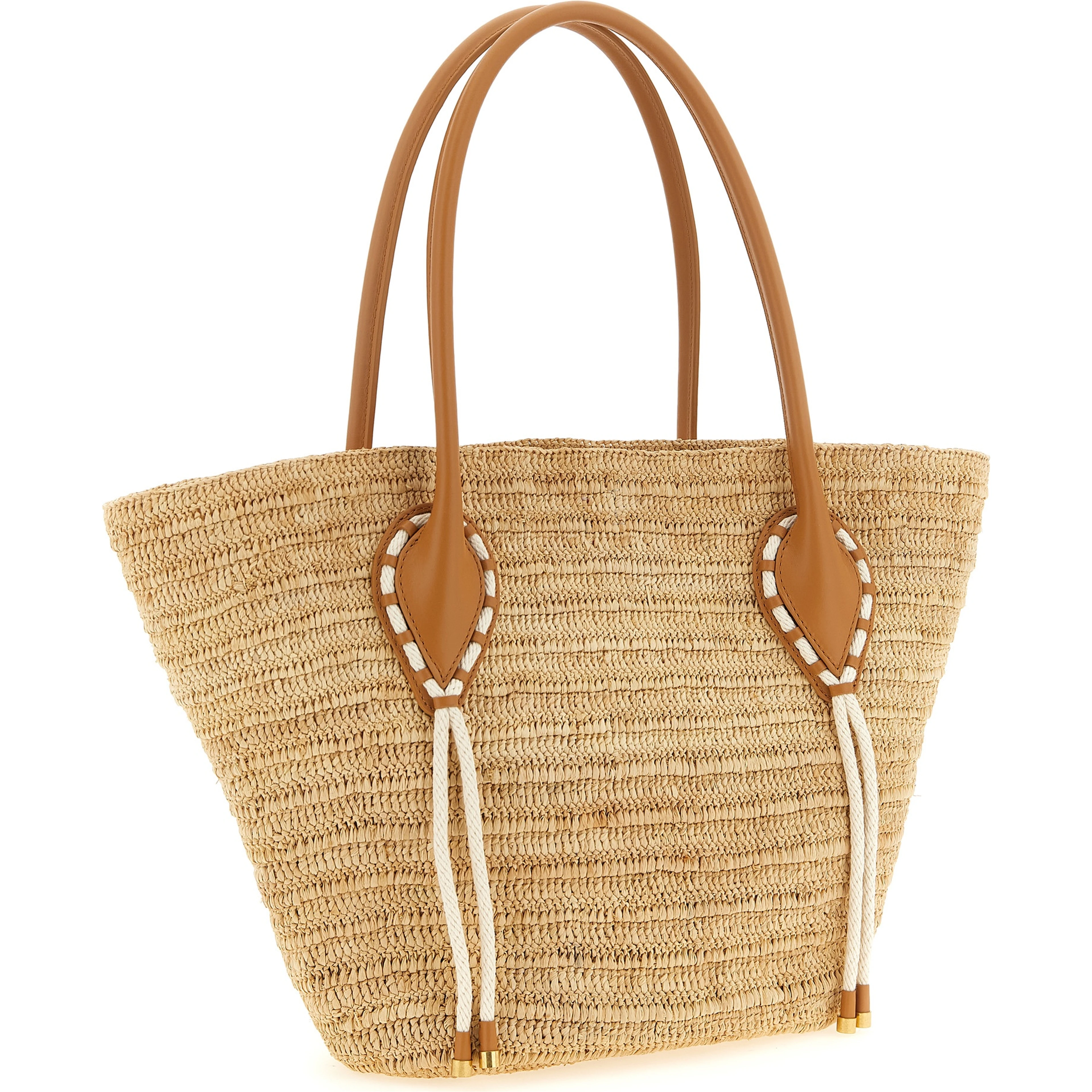 Beige Raffia Tote Bag