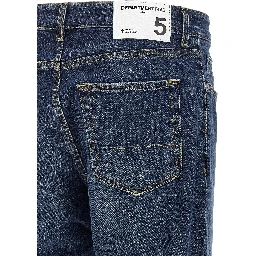 Blue Cotton Cropped Jeans