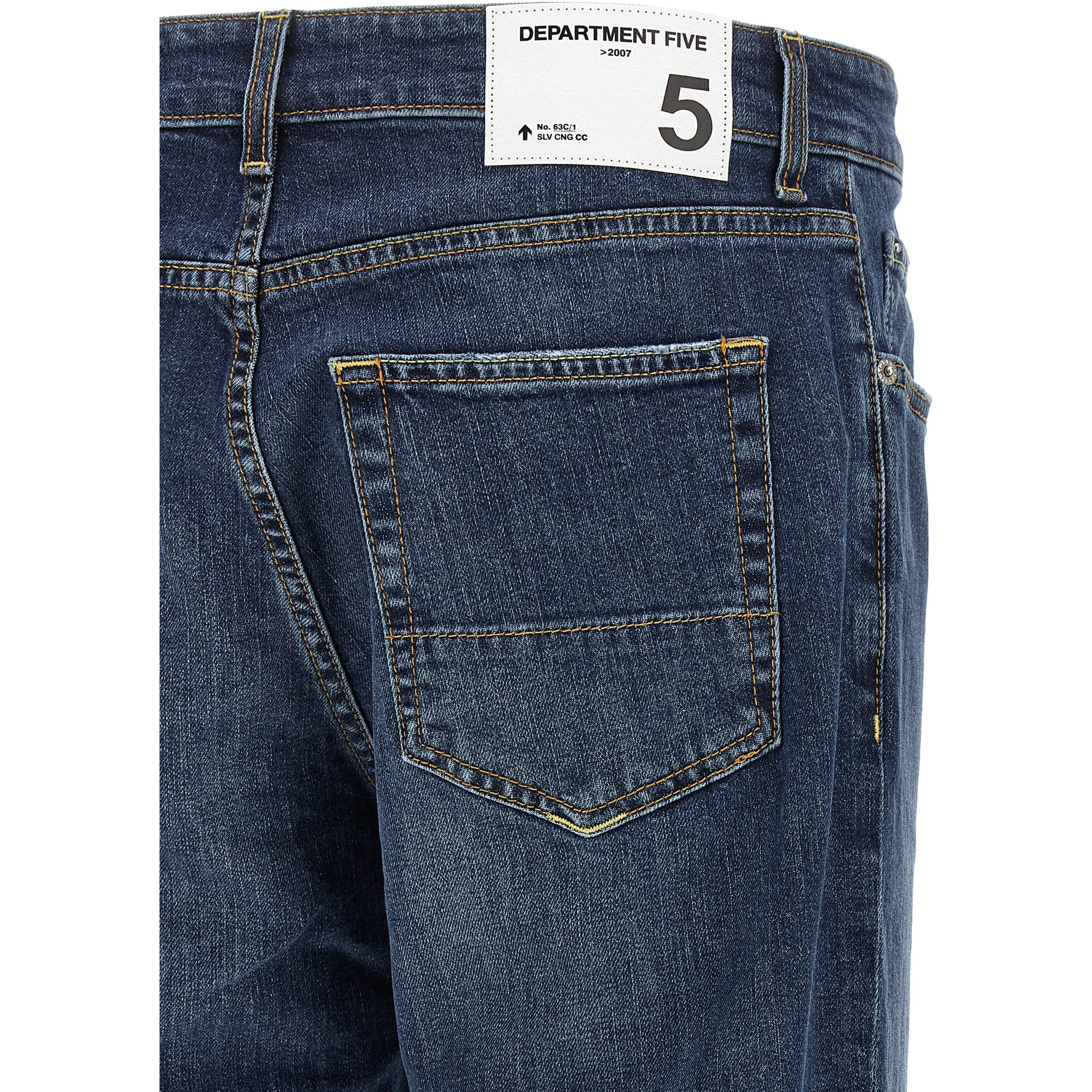 Blue Cotton Cropped Jeans