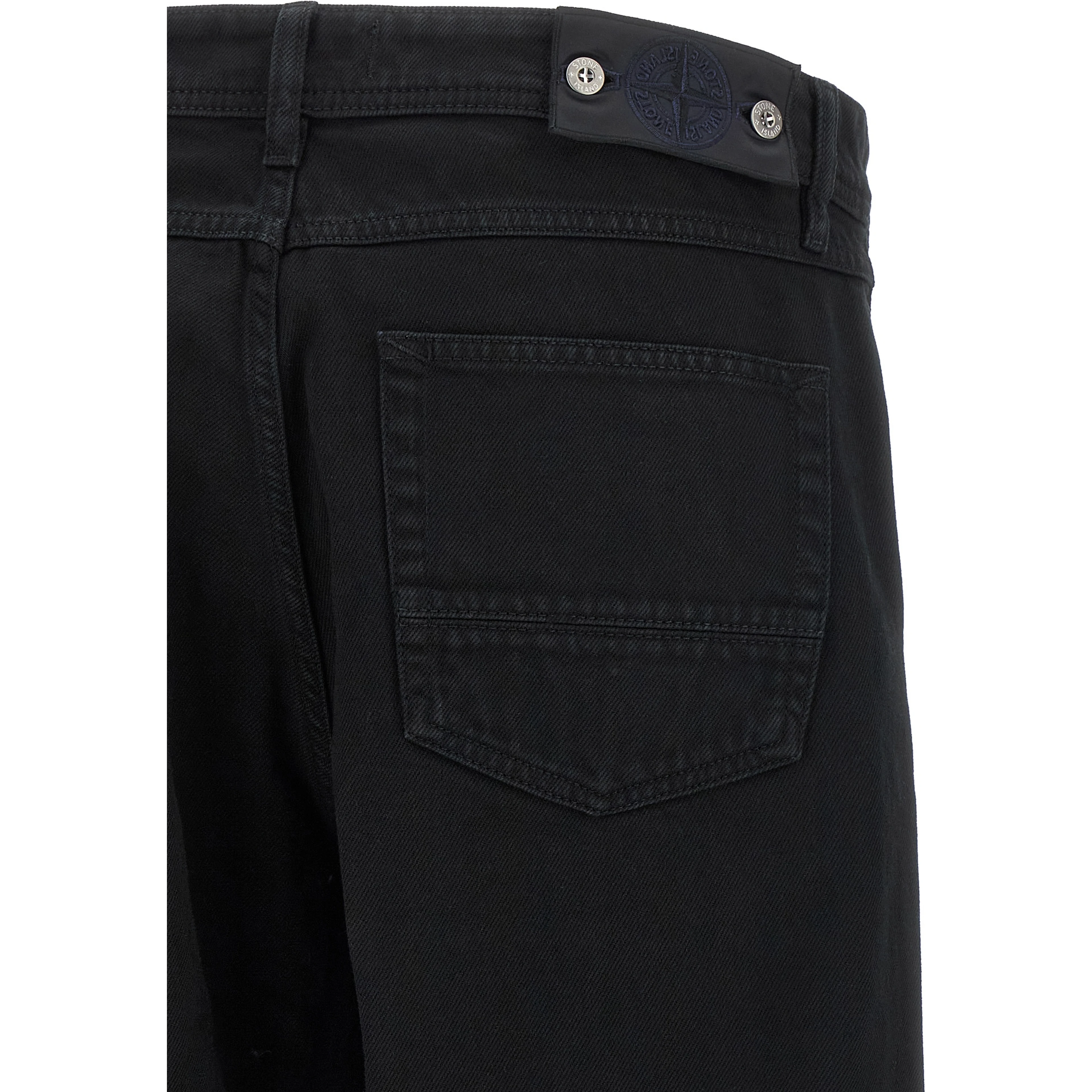 Black Cotton Straight-Leg Jeans